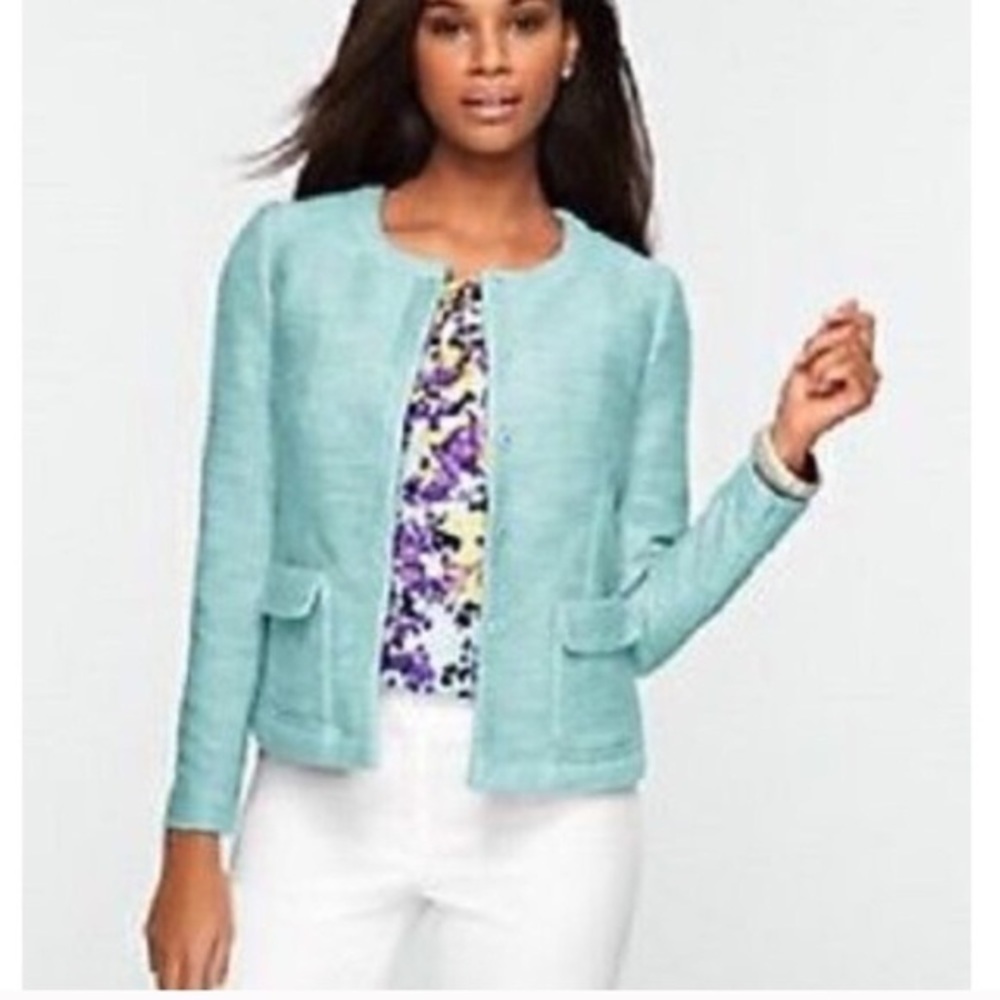 Talbots Bethany Aqua Shimmer Blazer - Picture 2 of 7